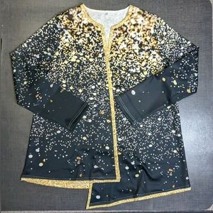 Women's XXL Black Gold Print Long Sleeve